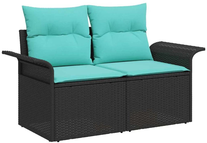 vidaXL Σετ Καναπέ Κήπου με μαξιλάρι 6 pcs Μαύρο συνθετικό ρατάν