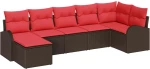 vidaXL Σετ Καναπέ Κήπου με μαξιλάρι 7 pcs Καφέ Πολυ ράταν