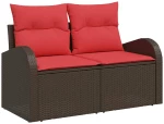 vidaXL Σετ Καναπέ Κήπου με μαξιλάρι 7 pcs Καφέ Πολυ ράταν