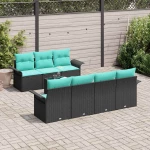 vidaXL Σετ Καναπέ Κήπου με μαξιλάρι 8 pcs Μαύρο συνθετικό ρατάν