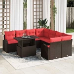vidaXL Σετ Καναπέ Κήπου με αποθήκευση 9 pcs Καφέ συνθετικό ρατάν