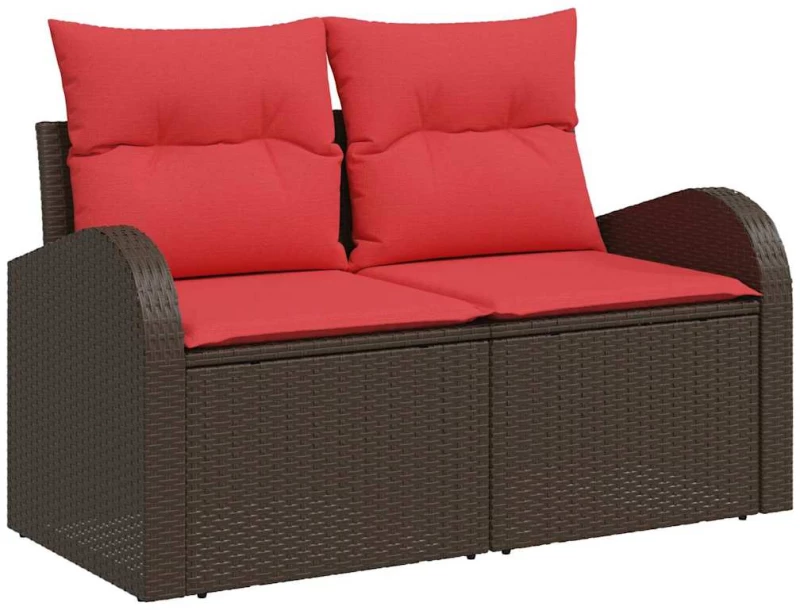 vidaXL Σετ Καναπέ Κήπου με αποθήκευση 9 pcs Καφέ συνθετικό ρατάν