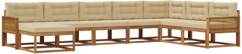 vidaXL Σειρά Καναπέ Εξωτερικού με μαξιλάρι 8 pcs Φυσικό και Μπεζ