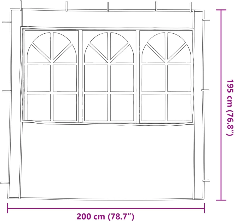 vidaXL Πλευρική Σκηνής Πάρτι 2 pcs 200 x 195 εκ. Λευκό