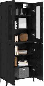 vidaXL Highboard 2 pcs Μαύρη Οξυά Επεξεργασμένο ξύλο