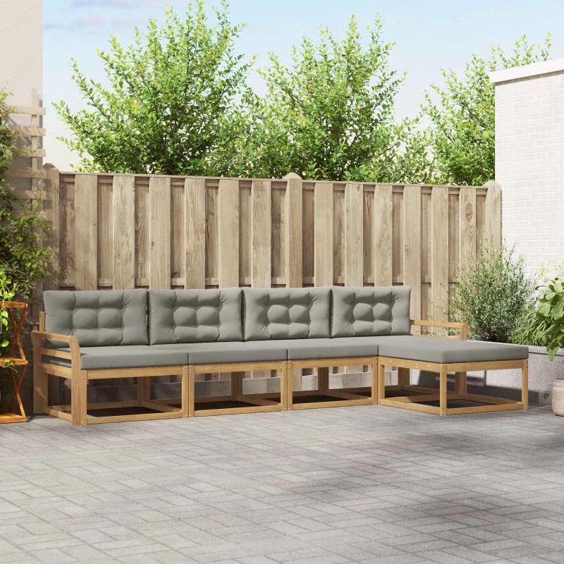vidaXL Σειρά Καναπέ Εξωτερικού 4 pcs Λευκό και Ανοιχτό Γκρι
