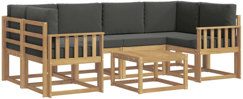 vidaXL Σειρά Καναπέ Εξωτερικού με μαξιλάρι 7 pcs Άσπρο και Ανθρακί