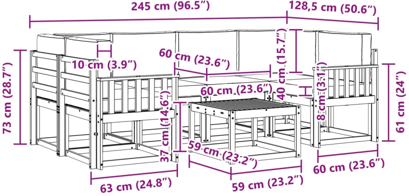 vidaXL Σειρά Καναπέ Εξωτερικού με μαξιλάρι 7 pcs Άσπρο και Ανθρακί
