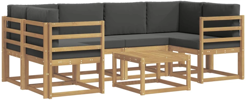 vidaXL Σειρά Καναπέ Εξωτερικού με μαξιλάρι 7 pcs Άσπρο και Ανθρακί