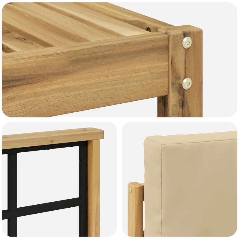 vidaXL Σειρά Καναπέ Εξωτερικού με μαξιλάρι 7 pcs Λευκό και Μπεζ