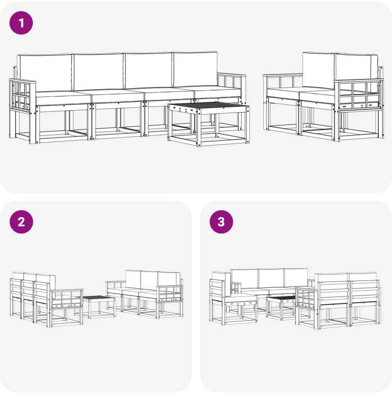 vidaXL Σειρά Καναπέ Εξωτερικού με μαξιλάρι 7 pcs Λευκό και Μπεζ