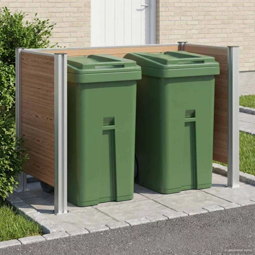 vidaXL Φράχτης Σκουπιδιών Καφέ 161 x 85 x 115 εκ Αλουμίνιο και WPC