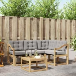vidaXL Σειρά Καναπέ Εξωτερικού 5 pcs Λευκό και Ανοιχτό Γκρι
