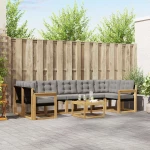 vidaXL Σειρά Καναπέ Εξωτερικού 8 pcs Λευκό και Ανοιχτό Γκρι