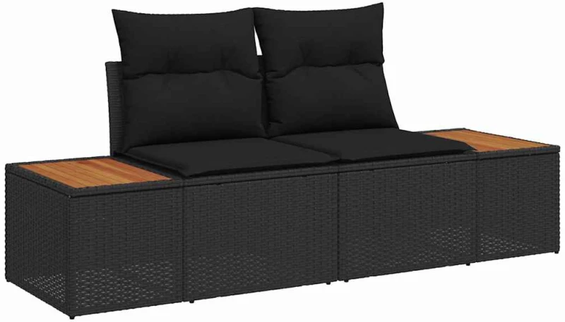 vidaXL Σετ Καναπέ Κήπου με μαξιλάρι 6 pcs Μαύρο συνθετικό ρατάν