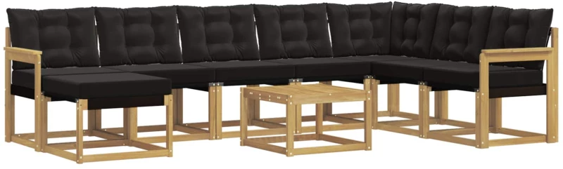 vidaXL Σειρά Καναπέ Εξωτερικού με μαξιλάρι 9 pcs Λευκό και Μαύρο