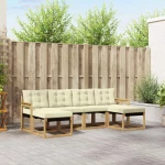 vidaXL Σειρά Καναπέ Εξωτερικού με μαξιλάρι 6 pcs Λευκό και Κρεμ