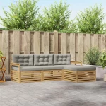 vidaXL Σειρά Καναπέ Εξωτερικού 4 pcs Λευκό και Ανοιχτό Γκρι
