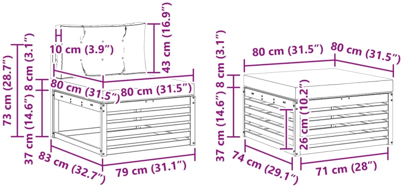 vidaXL Σειρά Καναπέ Εξωτερικού 4 pcs Λευκό και Ανοιχτό Γκρι