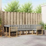 vidaXL Σειρά Καναπέ Εξωτερικού 7 pcs Λευκό και Ανοιχτό Γκρι