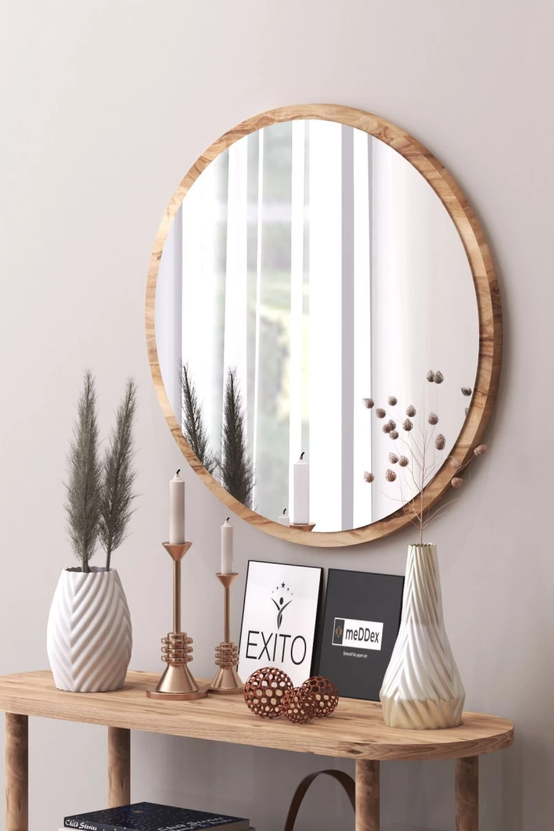 Stewehome Διακοσμητικός καθρέφτης τοίχου από MDF με διάμετρο 59 cm