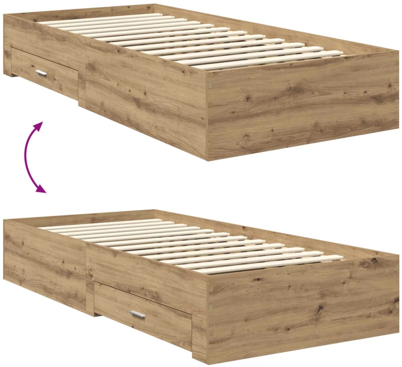 vidaXL Σκελετός Κρεβατιού Artisan Oak 90 x 200 cm Επεξεργασμένο ξύλο