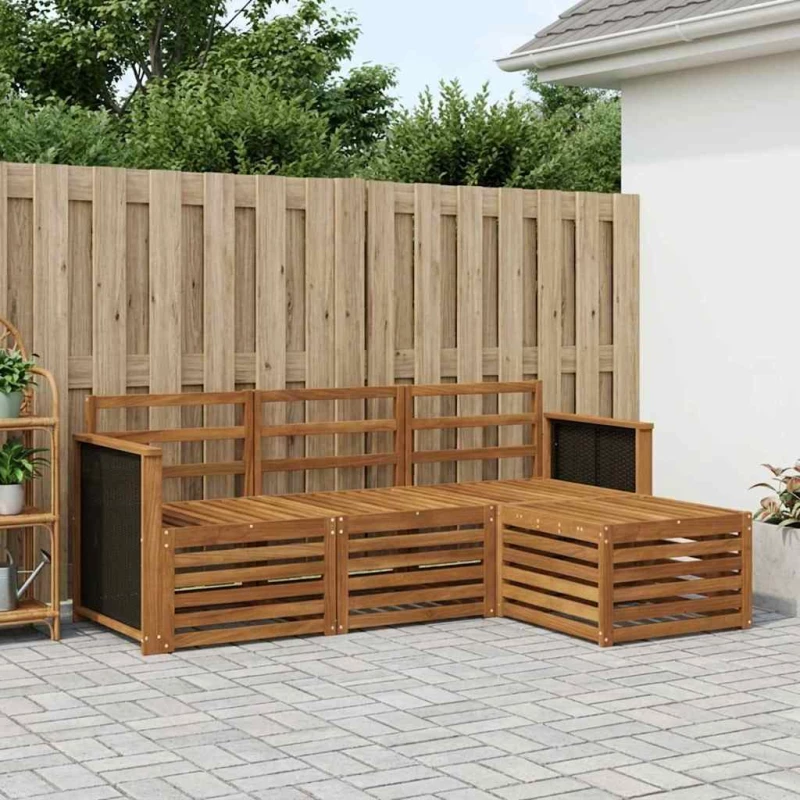 vidaXL Σειρά Καναπέ Εξωτερικού 4 pcs Φυσικό