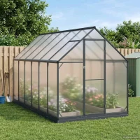vidaXL Θερμοκήπιο Κήπου με πόρτα Ανθρακί 183,5 x 363,5 x 207 εκ