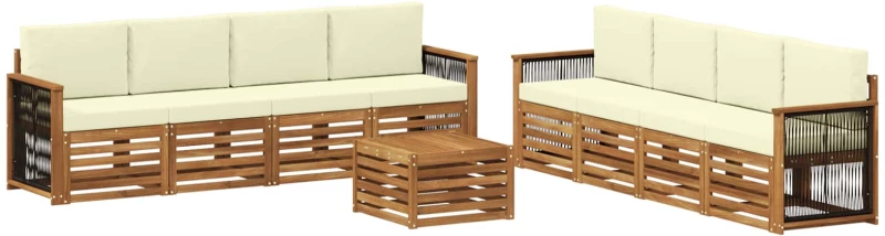 vidaXL Σετ Καναπέ με μαξιλάρι 9 pcs Στερεό Ξύλο Ακακίας