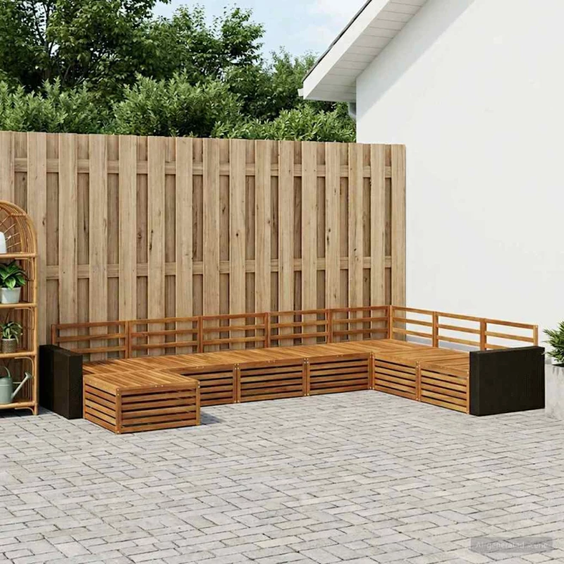vidaXL Σειρά Καναπέ Εξωτερικού 8 pcs Φυσικό