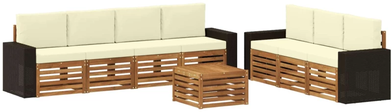 vidaXL Σετ Καναπέ με μαξιλάρι 8 pcs Στερεό Ξύλο Ακακίας