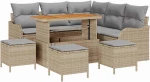 vidaXL Σετ Καναπέ Κήπου με μαξιλάρι 9 pcs Μπεζ συνθετικό ρατάν