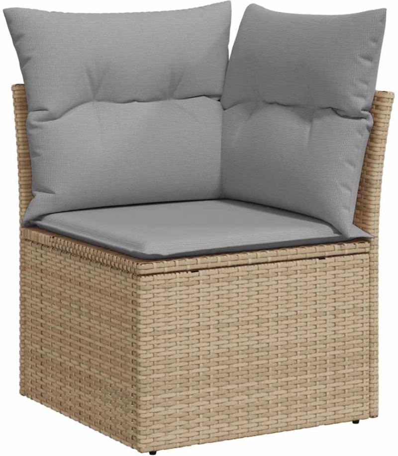 vidaXL Σετ Καναπέ Κήπου με μαξιλάρι 9 pcs Μπεζ συνθετικό ρατάν