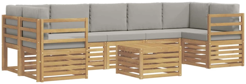 vidaXL Σειρά Καναπέ Εξωτερικού 8 pcs Λευκό και Ανοιχτό Γκρι