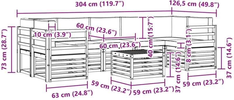 vidaXL Σειρά Καναπέ Εξωτερικού 8 pcs Λευκό και Ανοιχτό Γκρι