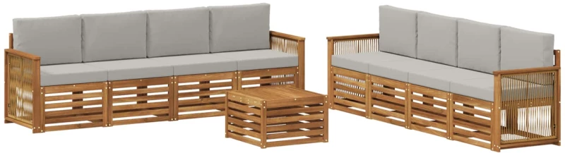 vidaXL Σετ Καναπέ με μαξιλάρι 9 pcs Στερεό Ξύλο Ακακίας