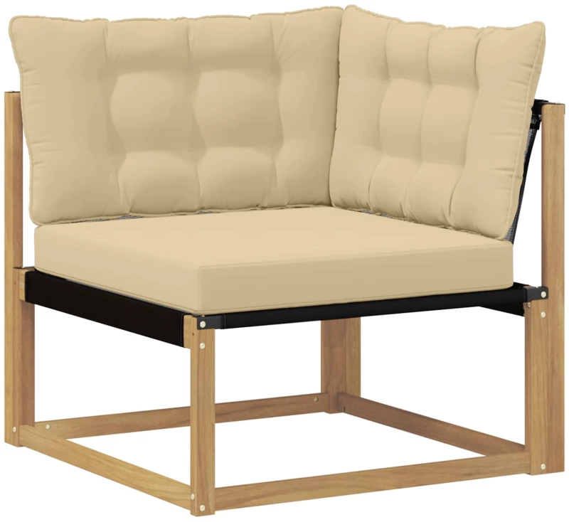 vidaXL Σειρά Καναπέ Εξωτερικού με μαξιλάρι 9 pcs Λευκό και Μπεζ