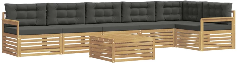 vidaXL Σειρά Καναπέ Εξωτερικού με μαξιλάρι 7 pcs Άσπρο και Ανθρακί
