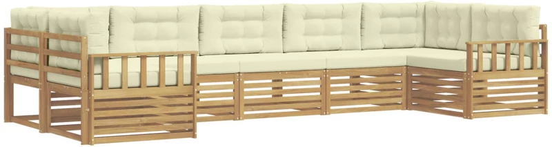 vidaXL Σειρά Καναπέ Εξωτερικού με μαξιλάρι 7 pcs Λευκό και Κρεμ