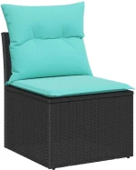 vidaXL Σετ Καναπέ Κήπου με μαξιλάρι 10 pcs Μαύρο Πολυ ράταν