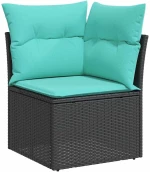 vidaXL Σετ Καναπέ Κήπου με μαξιλάρι 10 pcs Μαύρο Πολυ ράταν