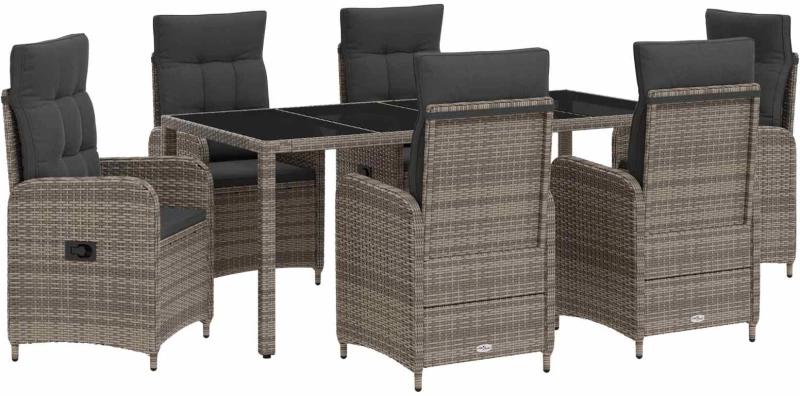 vidaXL Σετ Εξωτερικής Τραπέζης 7 pcs Ανοιχτό Γκρι και Σκούρο Γκρι
