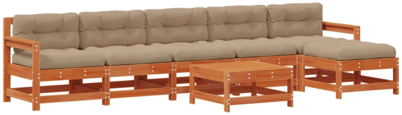 vidaXL Σετ Ξαπλώστρας Κήπου 7 pcs Κερί Παλαίωσης Μασίφ Ξύλο Πεύκου
