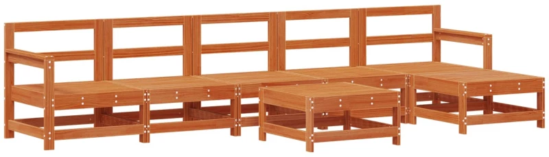 vidaXL Σετ Ξαπλώστρας Κήπου 7 pcs Κερί Παλαίωσης Μασίφ Ξύλο Πεύκου