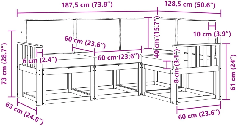 vidaXL Σειρά Καναπέ Εξωτερικού 4 pcs Λευκό και Κρεμ