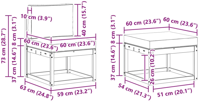 vidaXL Σειρά Καναπέ Εξωτερικού με μαξιλάρι 5 pcs Λευκό και Κρεμ