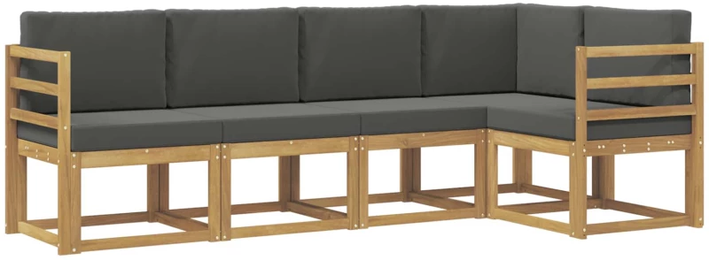 vidaXL Σειρά Καναπέ Εξωτερικού με μαξιλάρι 5 pcs Άσπρο και Ανθρακί