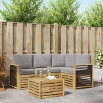 vidaXL Σειρά Καναπέ Εξωτερικού 5 pcs Λευκό και Ανοιχτό Γκρι