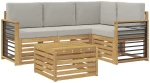 vidaXL Σειρά Καναπέ Εξωτερικού 5 pcs Λευκό και Ανοιχτό Γκρι