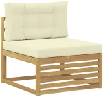 vidaXL Σειρά Καναπέ Εξωτερικού με μαξιλάρι 5 pcs Λευκό και Κρεμ